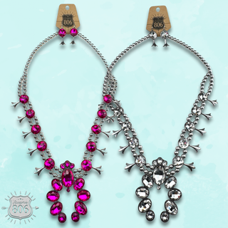 Rhinestone squash blossom necklace set