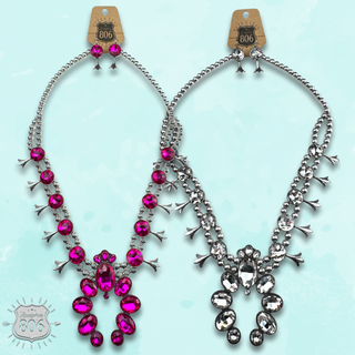 Rhinestone squash blossom necklace set