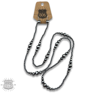 Burnished bead long necklace set