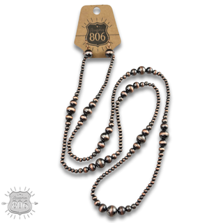 Burnished bead long necklace set