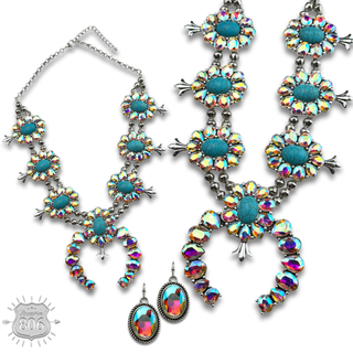 Rhinestone squash blossom necklace set