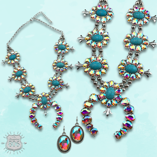 Rhinestone squash blossom necklace set