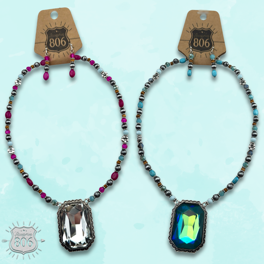 Burnished  bead and rhinestone necklace set