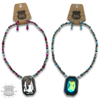 Burnished  bead and rhinestone necklace set