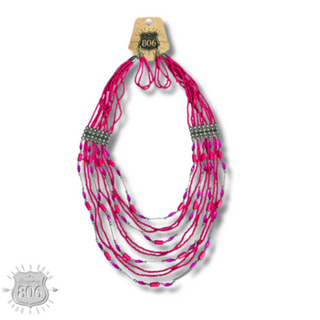 Seed bead multi-strand necklace set