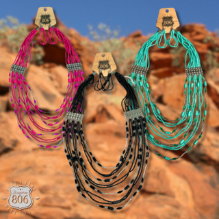 Seed bead multi-strand necklace set