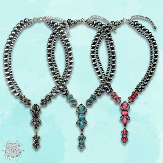 Western style burnished butterfly Y necklace set