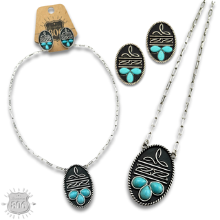 Boot stitch necklace and earring set