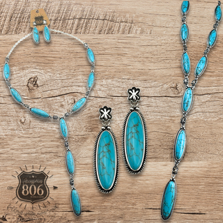 Turquoise Y necklace and earring set