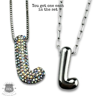 Monogram letter necklace set