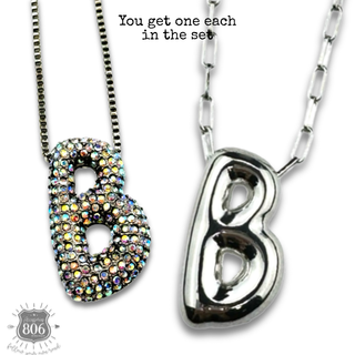 Monogram letter necklace set
