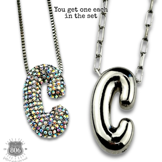 Monogram letter necklace set