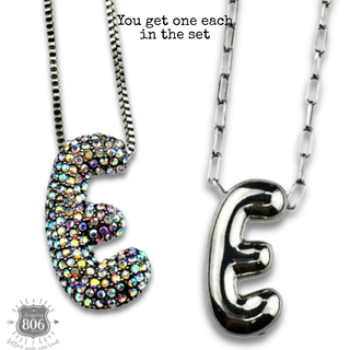Monogram letter necklace set
