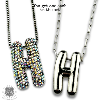 Monogram letter necklace set