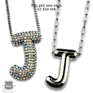 Monogram letter necklace set
