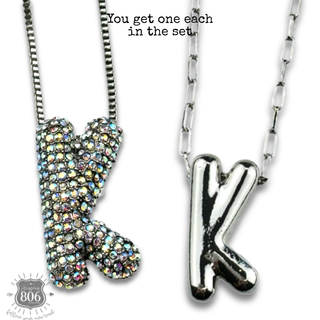 Monogram letter necklace set