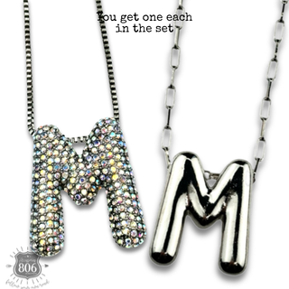 Monogram letter necklace set