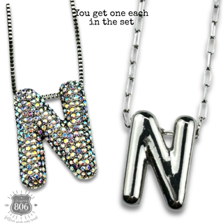 Monogram letter necklace set