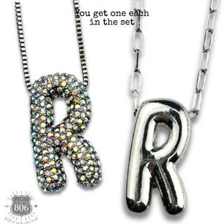 Monogram letter necklace set