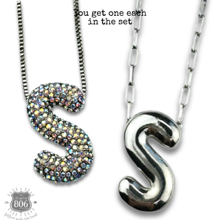 Monogram letter necklace set