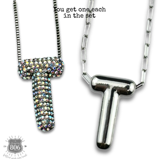 Monogram letter necklace set
