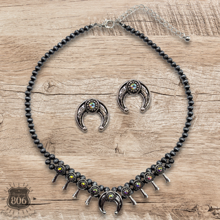 Rhinestone petite squash blossom necklace and earring set