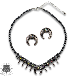 Rhinestone petite squash blossom necklace and earring set