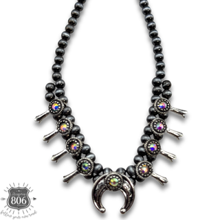 Rhinestone petite squash blossom necklace and earring set