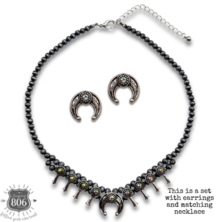 Rhinestone petite squash blossom necklace and earring set