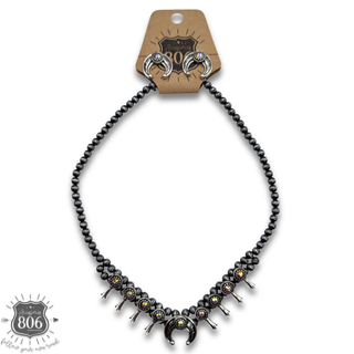 Rhinestone petite squash blossom necklace and earring set