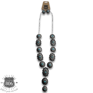 Western concho Y necklace set