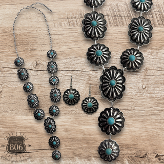 Western concho Y necklace set