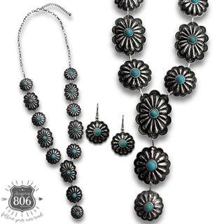 Western concho Y necklace set