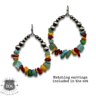 Multi-color western necklace and earring set
