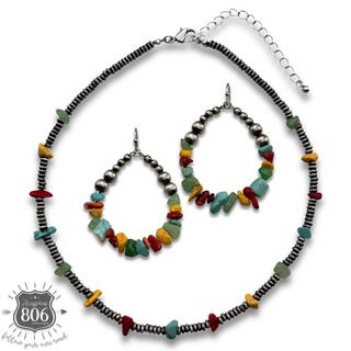 Multi-color western necklace and earring set