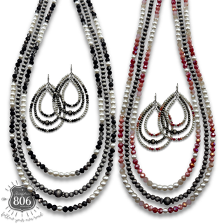 Triple strand western necklace and earring set