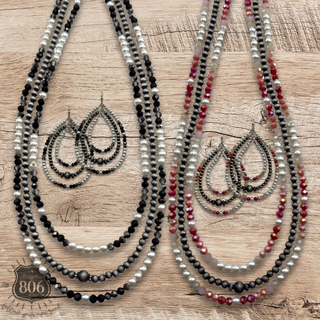 Triple strand western necklace and earring set