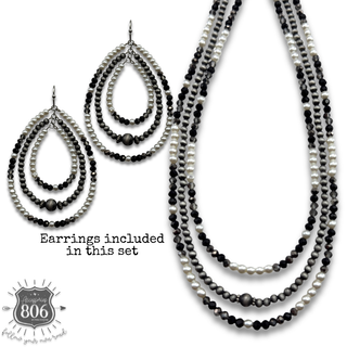 Triple strand western necklace and earring set
