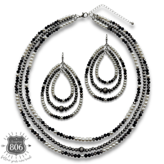 Triple strand western necklace and earring set