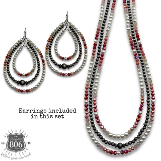 Triple strand western necklace and earring set