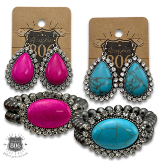 Western bead bracelet and earring set