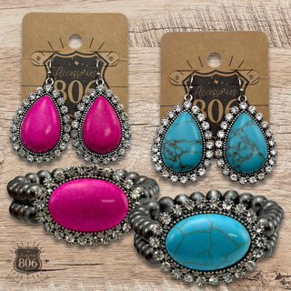 Western bead bracelet and earring set