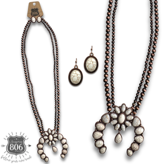 Squash blossom and Navajo pearl bead necklace set