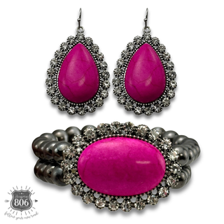 Western bead bracelet and earring set