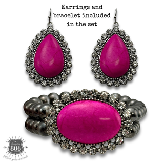 Western bead bracelet and earring set