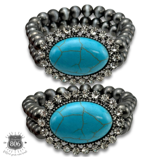 Western bead bracelet and earring set