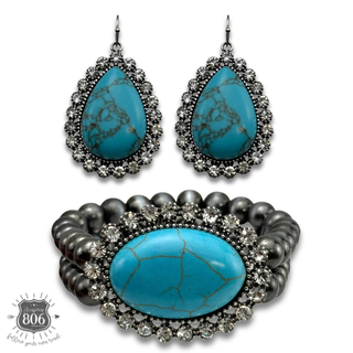 Western bead bracelet and earring set