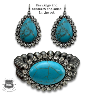 Western bead bracelet and earring set