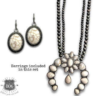 Squash blossom and Navajo pearl bead necklace set