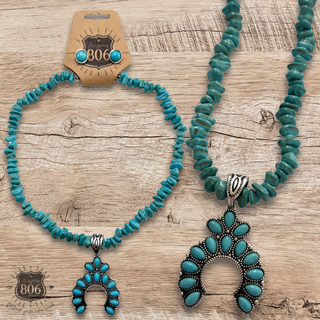 Turquoise chip western necklace